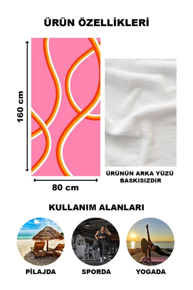 Modern Desenli Plaj Deniz Havlusu Peştemal 80x160 CM Aqua72 RENKLİ 80 X 160 - 2