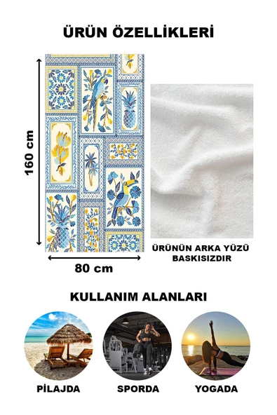 Dekoratif Modern Desenli Plaj Deniz Havlusu Peştamal 80x160 CM LION16 RENKLİ 80 X 160 - 2