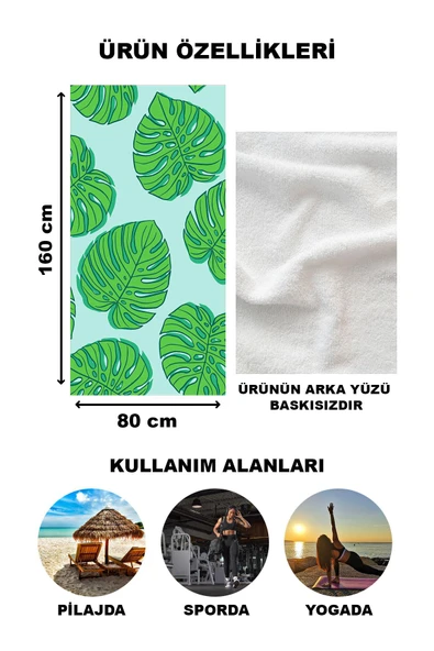 Modern Desenli Plaj Deniz Havlusu Peştemal 80x160 CM Aqua68 RENKLİ 80 X 160 - 2