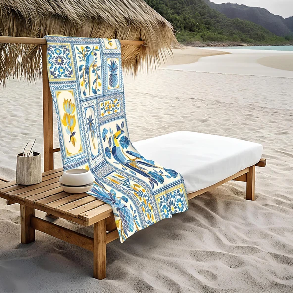 Dekoratif Modern Desenli Plaj Deniz Havlusu Peştamal 80x160 CM LION16 RENKLİ 80 X 160 - 1