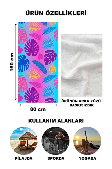 Modern Desenli Plaj Deniz Havlusu Peştemal 80x160 CM OPT14 RENKLİ 80 X 160 - 2