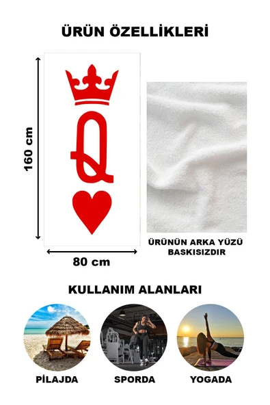 Kraliçe Tacı Desenli Plaj Deniz Havlusu Peştemal 80x160 CM VTA01 RENKLİ 80 X 160 - 2