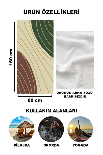 Modern Desenli Plaj Deniz Havlusu Peştemal 80x160 CM Aqua03 RENKLİ 80 X 160 - 2