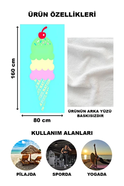 Modern Desenli Plaj Deniz Havlusu Peştemal 80x160 CM Aqua18 RENKLİ 80 X 160 - 2