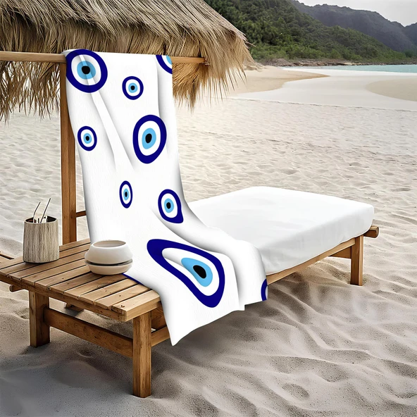 Modern Desenli Plaj Deniz Havlusu Peştemal 80x160 CM Aqua11 RENKLİ 80 X 160