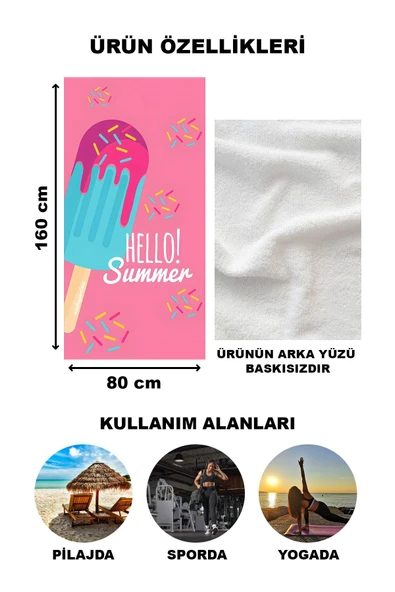 Modern Desenli Plaj Deniz Havlusu Peştemal 80x160 CM Aqua36 RENKLİ 80 X 160 - 2
