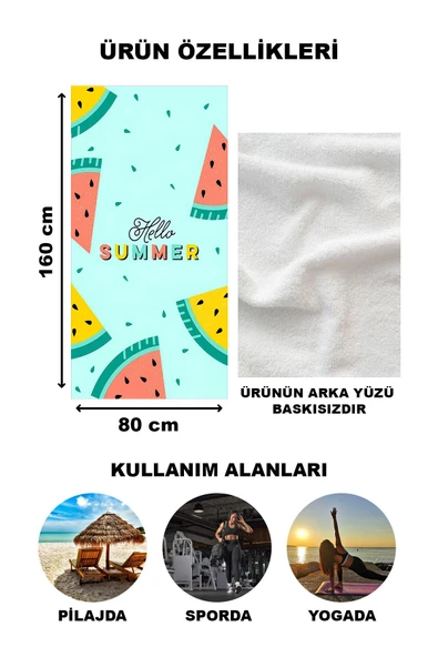 Modern Desenli Plaj Deniz Havlusu Peştemal 80x160 CM Aqua35 RENKLİ 80 X 160 - 2