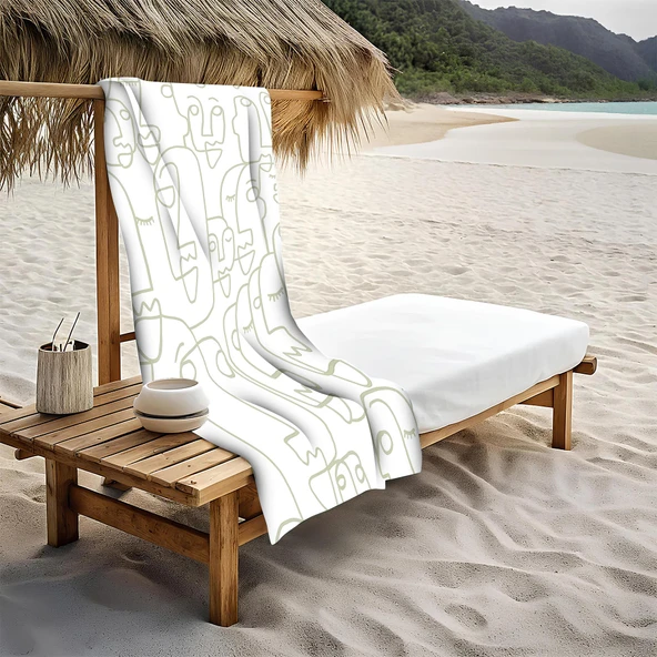 Modern Desenli Plaj Deniz Havlusu Peştemal 80x160 CM Aqua25 RENKLİ 80 X 160