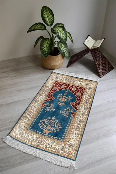 Dijital Baskı Kaymaz Taban Yıkanabilir Püsküllü Seccade RENKLİ 70 X 110
