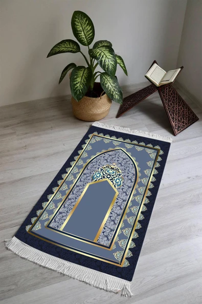 Dijital Baskı Kaymaz Taban Yıkanabilir Püsküllü Seccade RENKLİ 70 X 110