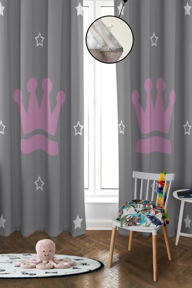 Dijital Baskı Yıkanabilir Yıldız Desenli 2 Kanat Bebek ve Çocuk Odası Fon Perdesi RENKLİ 140 X 270
