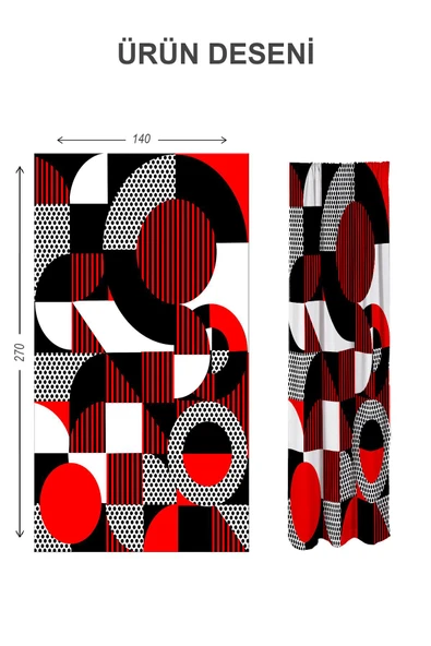 Blackout Karartma Yüksek Kalite Modern Desenli 2 Kanat Fon Perde 140 x 270 Nes Serisi Nes16 RENKLİ 140 X 270 - 2