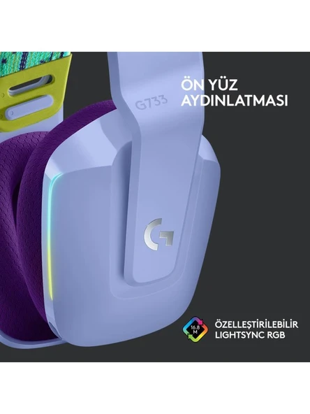 Logitech G733 Lightspeed Lila RGB 7.1 Kablosuz Kulak Üstü Oyuncu Kulaklığı Teşhir - 4