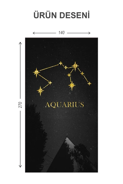 Kova Burcu Yıldız Hartası Desenli Blackout Işık Geçirmez Karartma Yüksek Kalite Fon Perde ASTRO12 RENKLİ 140 X 270 - 2