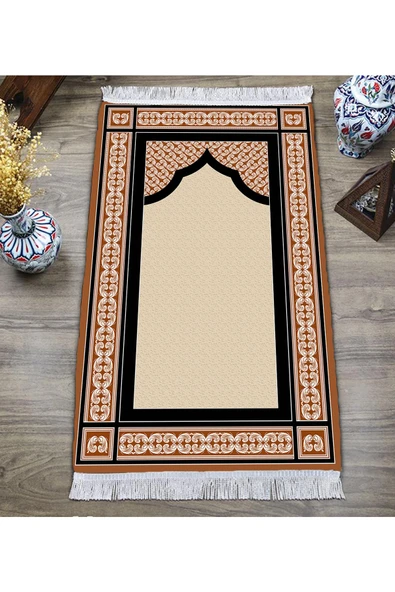 Dijital Baskı Kaymaz Taban Yıkanabilir Püsküllü Seccade RENKLİ 70 X 110 - 2