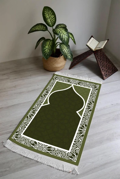 Dijital Baskı Kaymaz Taban Yıkanabilir Püsküllü Seccade RENKLİ 70 X 110