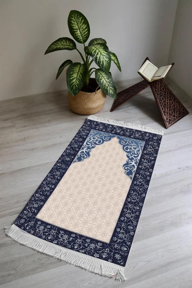 Dijital Baskı Kaymaz Taban Yıkanabilir Püsküllü Seccade RENKLİ 70 X 110