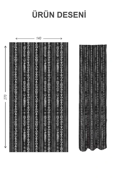 Blackout Karartma Yüksek Kalite Modern Desenli 2 Kanat Fon Perde 140 x 270 Nes Serisi Nes25 RENKLİ 140 X 270 - 2