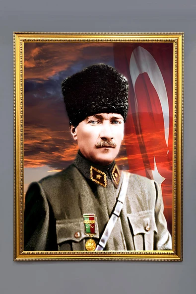 Dekoratif Modern Desenli Çerçeveli Tablo Duvar Tablosu 50x70cm RENKLİ 50 X 70