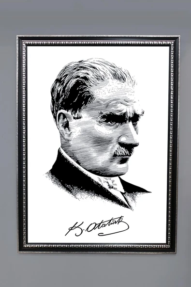 Dekoratif Atatürk Portresi Desenli Modern Tablo 50x70 CM RENKLİ 50 X 70
