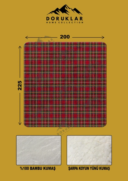 Dekoratif Modern Yılbaşı Desenli %100 Bambu Kumaşlı Battaniye RENKLİ 200 X 225 - 2