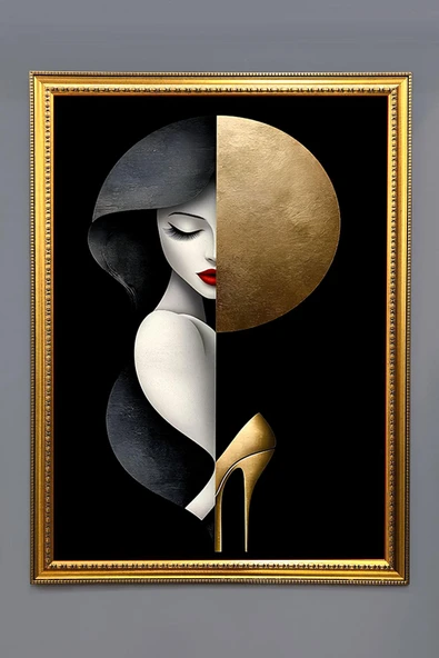 Dekoratif Modern Desenli Çerçeveli Tablo Duvar Tablosu 50x70cm RENKLİ 50 X 70