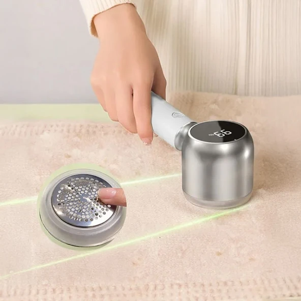 Mioji Mio LR6 Dijital Gösterge 800mAh Kablosuz Tüy Tiftik Makinesi - Beyaz - 3