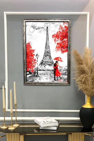Dekoratif Modern Eyfel Kulesi Paris Desenli Tablo 50x70 CM RENKLİ 50 X 70 - 2