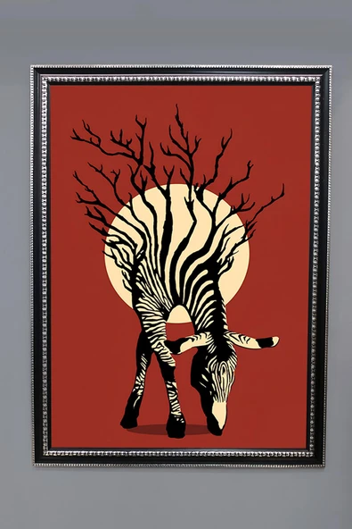 Dekoratif Modern Desenli Çerçeveli Tablo Duvar Tablosu 50x70cm RENKLİ 50 X 70
