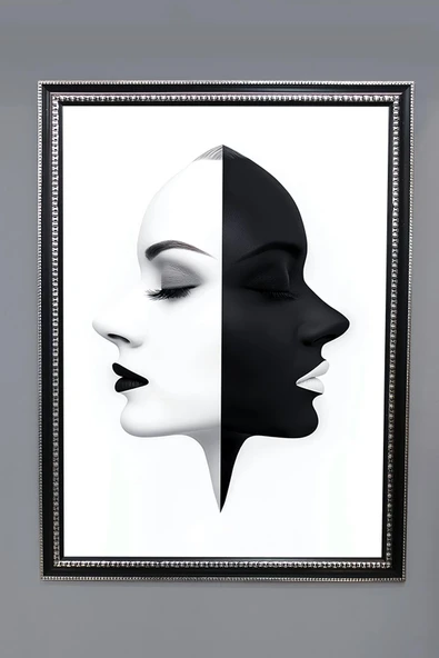 Dekoratif Modern Desenli Çerçeveli Tablo Duvar Tablosu 50x70cm RENKLİ 50 X 70