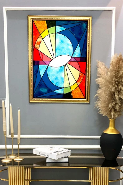 Dekoratif Modern Desenli Çerçeveli Tablo Duvar Tablosu 50x70cm RENKLİ 50 X 70 - 2