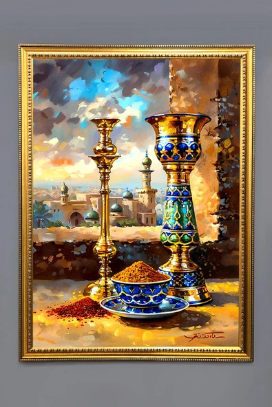 Kahve Desenli Çerçeveli Tablo Duvar Tablosu 50x70cm ORYNTL02 RENKLİ 50 X 70