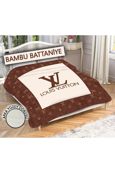 Dekoratif Modern Desenli %100 Bambu Kumaşlı Battaniye AÇIK KAHVERENGİ 200 X 225
