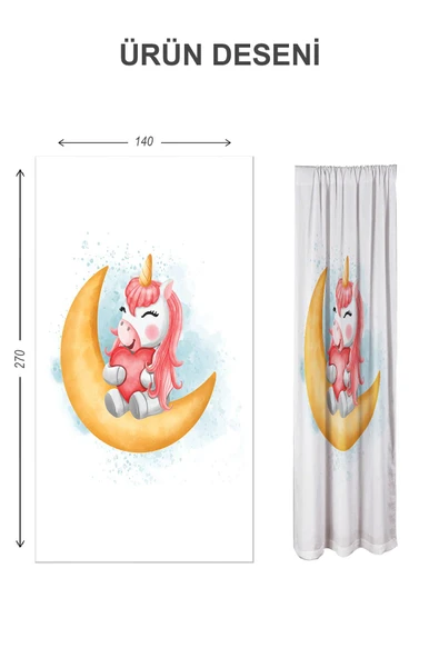 Dijital Baskı Yıkanabilir Dekoratif Modern Desenli 2 Kanat Bebek ve Çocuk Odası Fon Perdesi RB08 RENKLİ 140 X 270 - 2