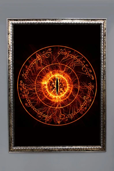 Dekoratif Modern Çerçeveli Sauron Gözü Lotr Desenli Duvar Tablosu 50x70 CM RENKLİ 50 X 70