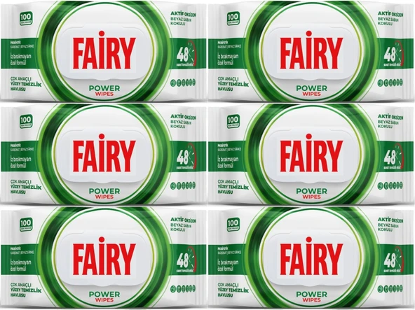 Fairy Yüzey Temizlik Havlusu 100 Yaprak Aktif Oksijen - Beyaz Sirke - Karbonat (6 Lı Set) 600 Yaprak