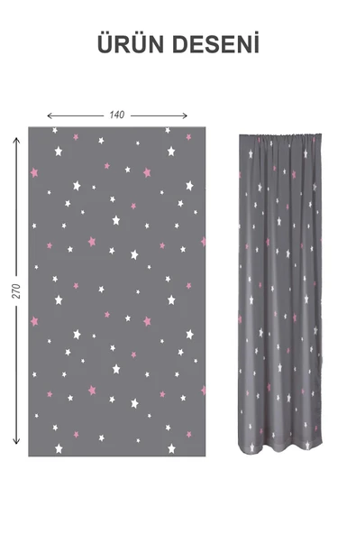 Dijital Baskı Yıkanabilir Yıldız Desenli 2 Kanat Bebek ve Çocuk Odası Fon Perdesi RENKLİ 140 X 270 - 2