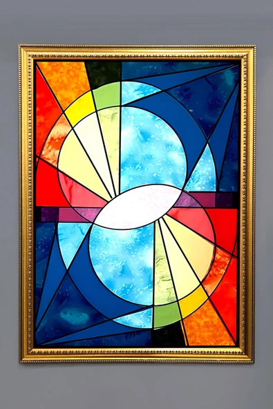 Dekoratif Modern Desenli Çerçeveli Tablo Duvar Tablosu 50x70cm RENKLİ 50 X 70