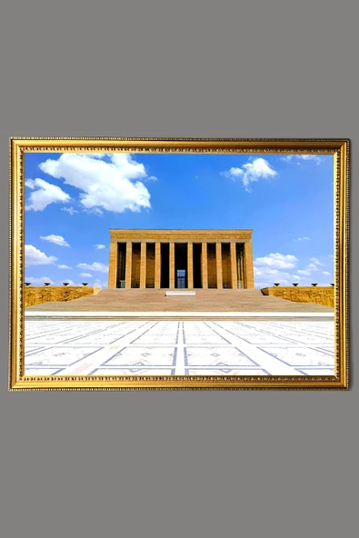 Dekoratif Modern Anıtkabir Desenli Çerçeveli Tablo Duvar Tablosu 50x70cm ATA15 RENKLİ 50 X 70