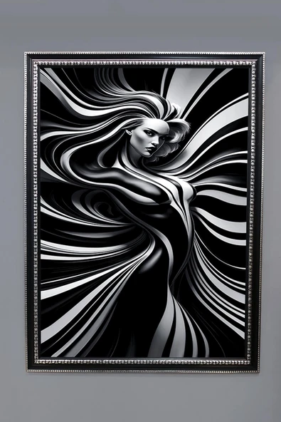 Dekoratif Modern Desenli Çerçeveli Tablo Duvar Tablosu 50x70cm RENKLİ 50 X 70