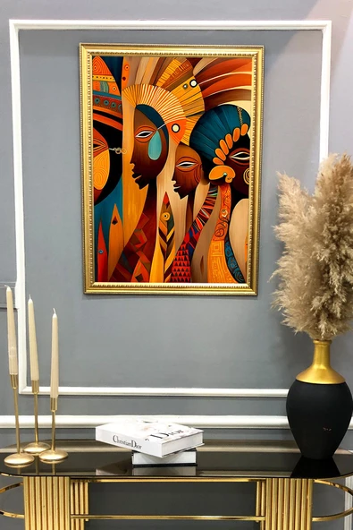 Dekoratif Modern Çerçeveli Sanatsal Kadınlar Desenli Duvar Tablosu 50x70 CM RENKLİ 50 X 70 - 2