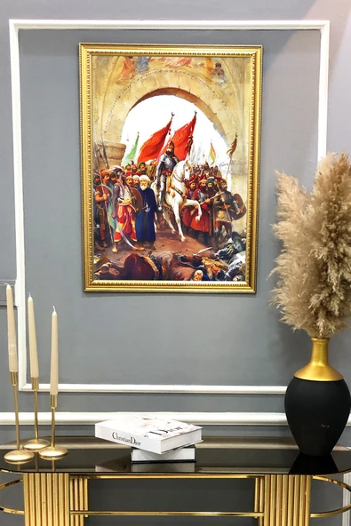 Dekoratif Modern Çerçeveli Fatih Sultan Mehmet Desenli Duvar Tablosu 50x70 CM RENKLİ 50 X 70 - 2