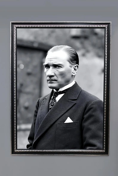 Dekoratif Modern Atatürk Desenli Çerçeveli Tablo Duvar Tablosu 50x70cm ATA01 RENKLİ 50 X 70