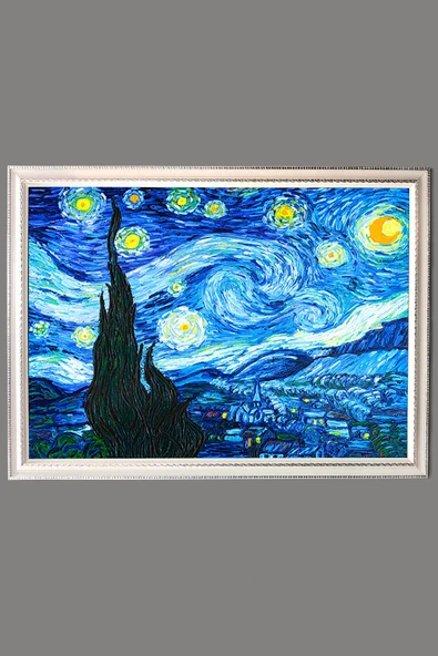 Van Gogh Yıldız Işığı Tablosu Portresi 50x70CM RENKLİ 50 X 70
