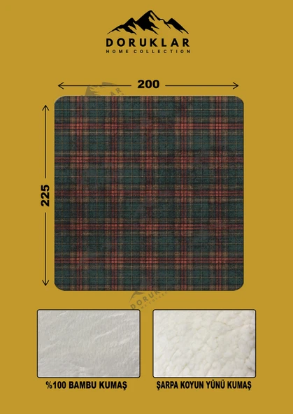 Dekoratif Modern Yılbaşı Desenli %100 Bambu Kumaşlı Battaniye RENKLİ 200 X 225 - 2