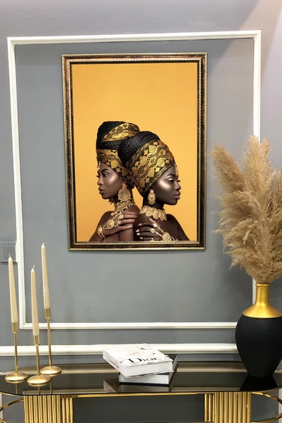 Dekoratif Afrikalı Kadın Desenli Modern Tablo 50x70 CM RENKLİ 50 X 70 - 2