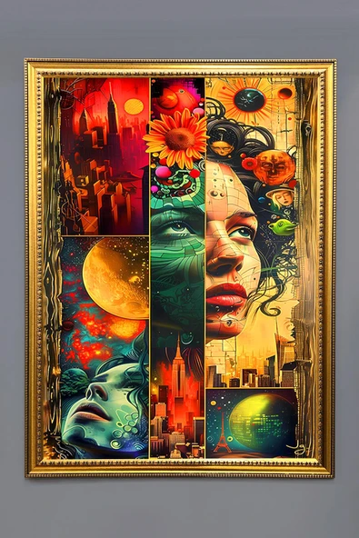 Dekoratif Modern Çerçeveli Sanatsal Kadın Desenli Duvar Tablosu 50x70 CM RENKLİ 50 X 70