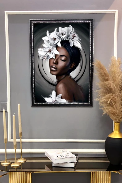 Dekoratif Afrikalı Kadın Desenli Modern Tablo 50x70 CM RENKLİ 50 X 70 - 2