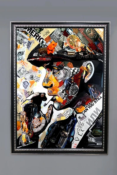 Dekoratif Modern Çerçeveli Thomas Shelby Desenli Duvar Tablosu 50x70 CM RENKLİ 50 X 70