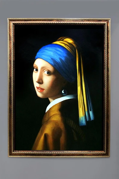 İnci Küpeli Kız Tablosu Portresi 50x70CM RENKLİ 50 X 70